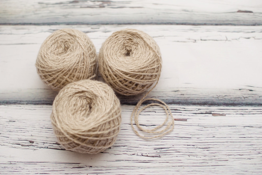 acrylic yarn for knitting placed on a surface