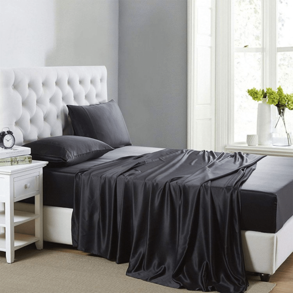 A view of Queen Silk Satin Fitted Sheet