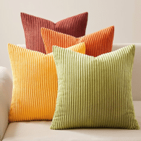 A view of Topfinel Fall Burnt Orange Corduroy Pillow Covers