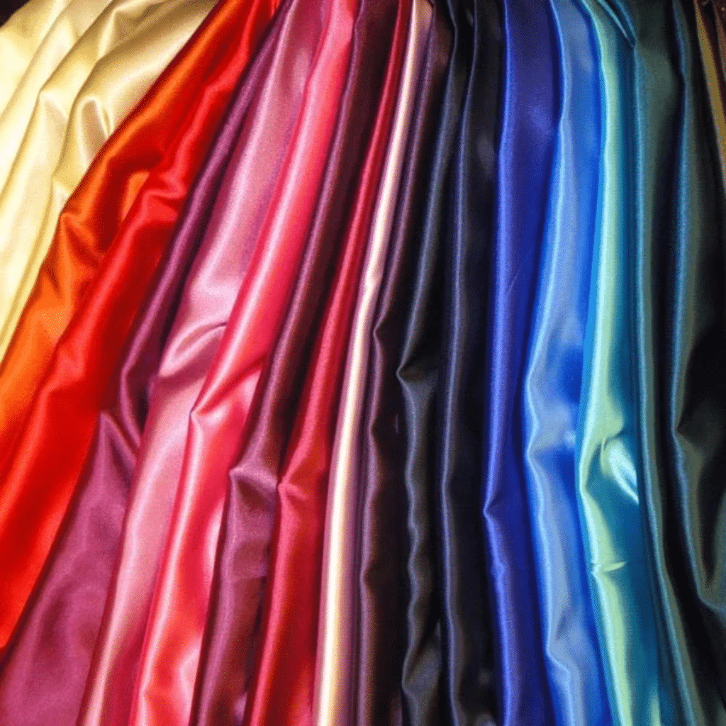 A view of colorful silk sheets