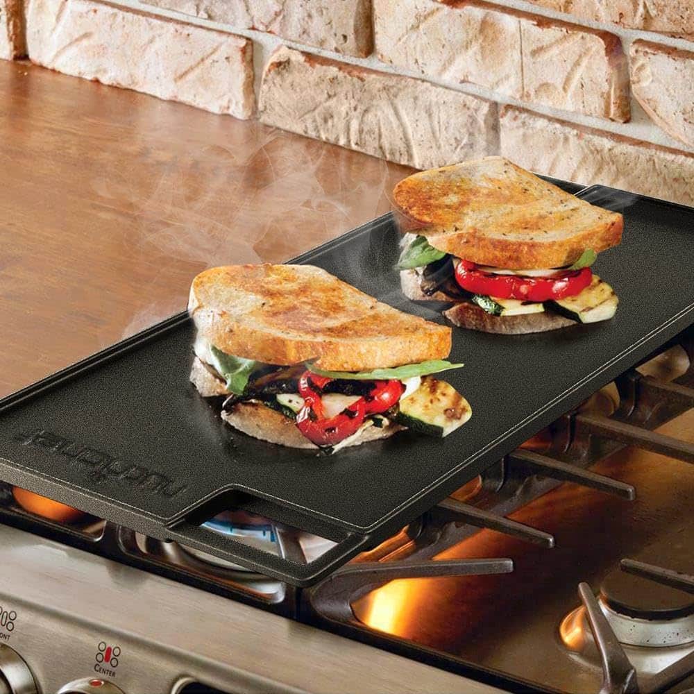 NutriChef Cast Iron Reversible Grill Plate Griddle Pan ​