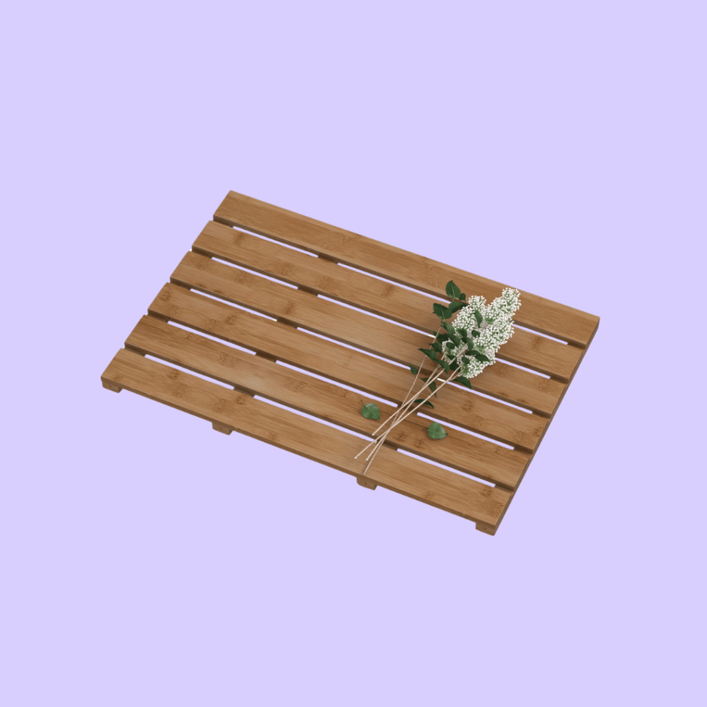 A view of the BAMFAN Bamboo Wooden Bath Mat