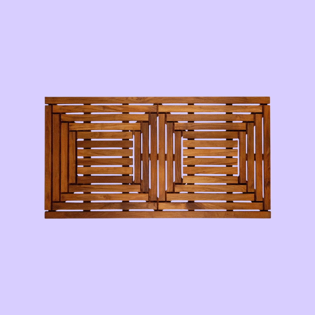 A view of the Nordic Style Premium Teak Shower Mat
