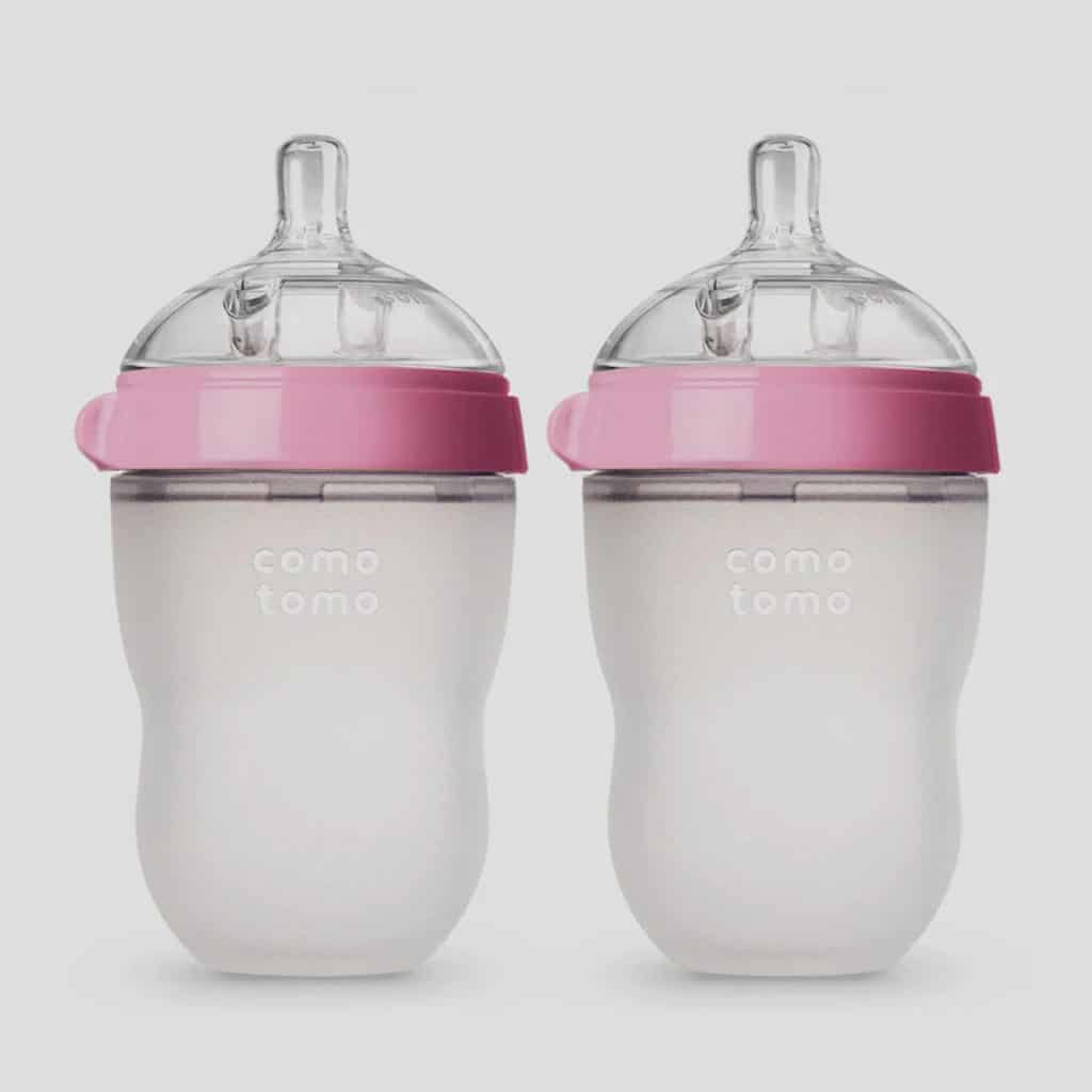 Comotomo Baby Bottle Double Pack placed on white surface