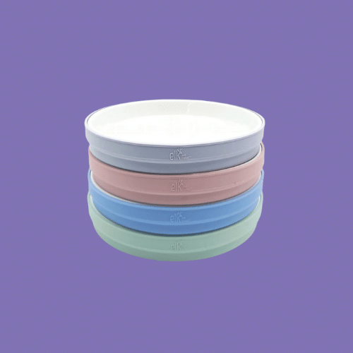 Elk and Friends Kids ” Porcelain Plate isolated on a purple background