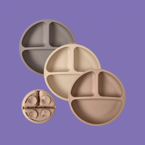 WeeSprout Suction Plates for Babies Toddlers isolated on a purple background