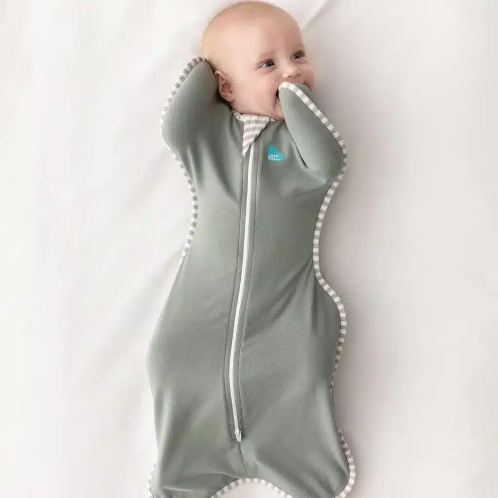baby wrapped in Love to Dream Swaddle UP Sleep Sack