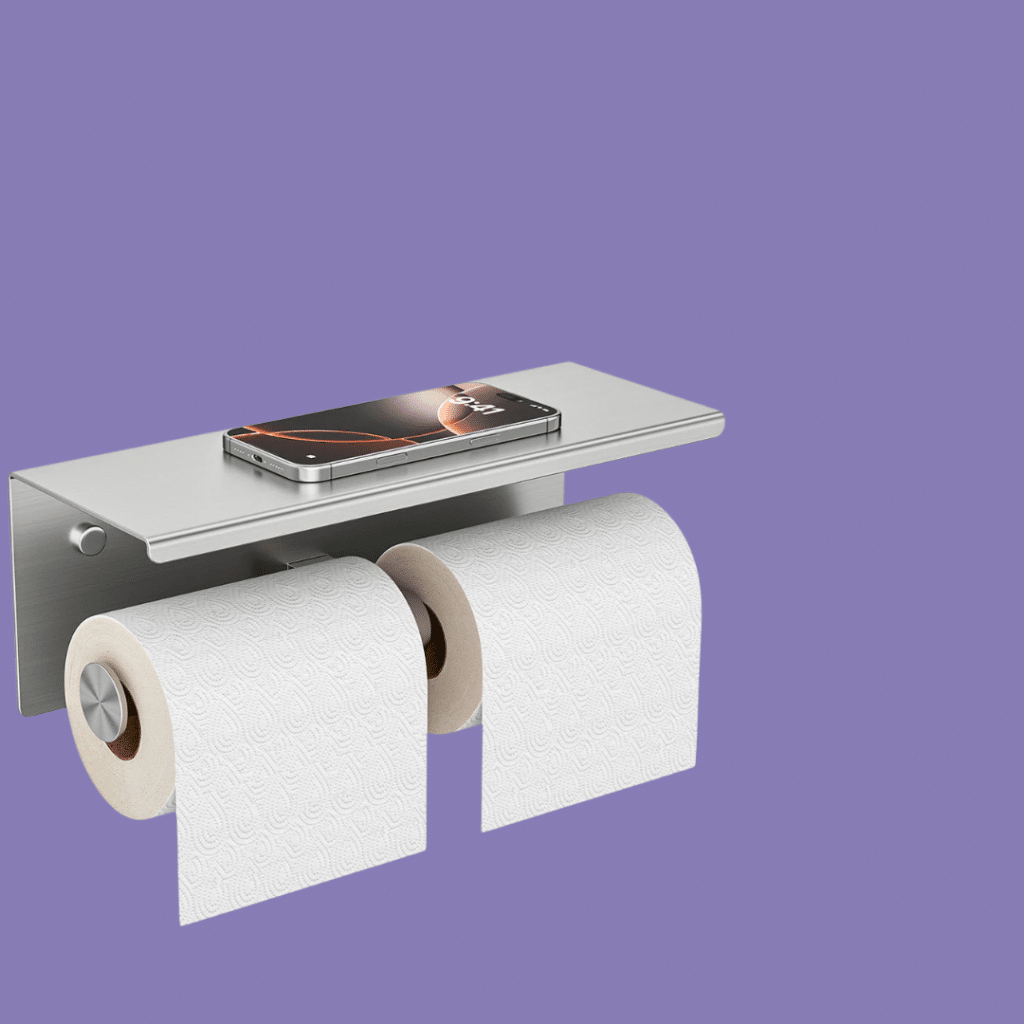 FORIOUS Double Toilet Paper Holder with Shelf