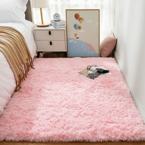 Ophanie Pink Shaggy Area Rug