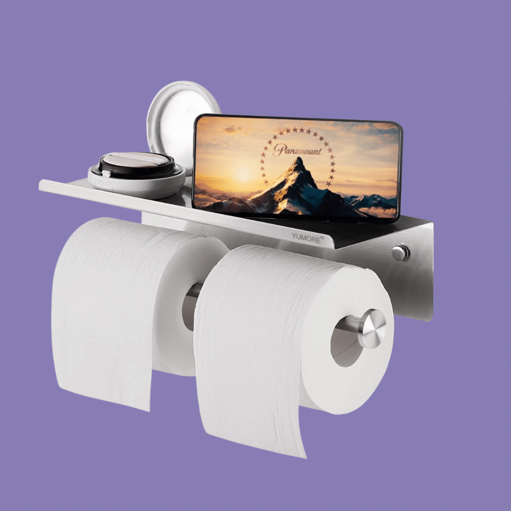 YUMORE Double Toilet Paper Holder with Wipes Shelf