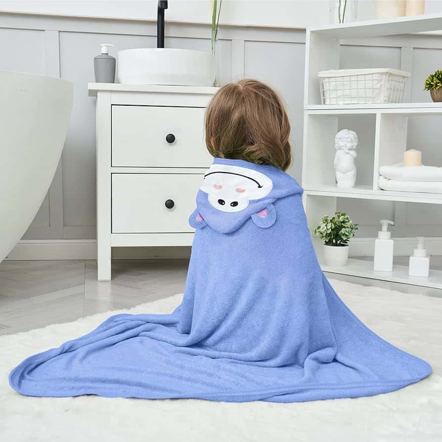 back of a baby wrapped in HIPHOP PANDA Hooded Baby Towel