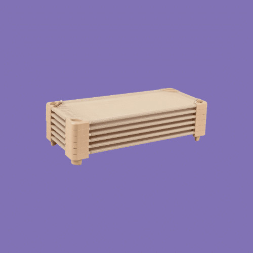 ECR Kids Stackable Kiddie Cot isolated on a purple background