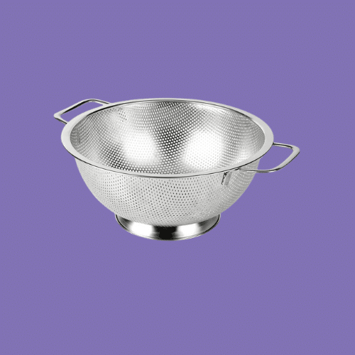 Gulex Colander Stainless Steel Quart isolated on a purple background