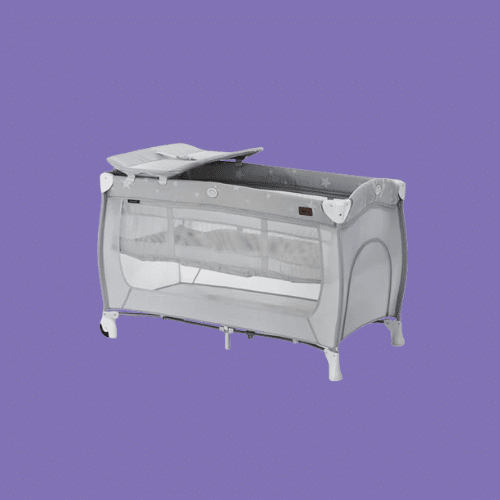 Hauck Sleep N Play Go Plus Travel Cot isolated on a purple background