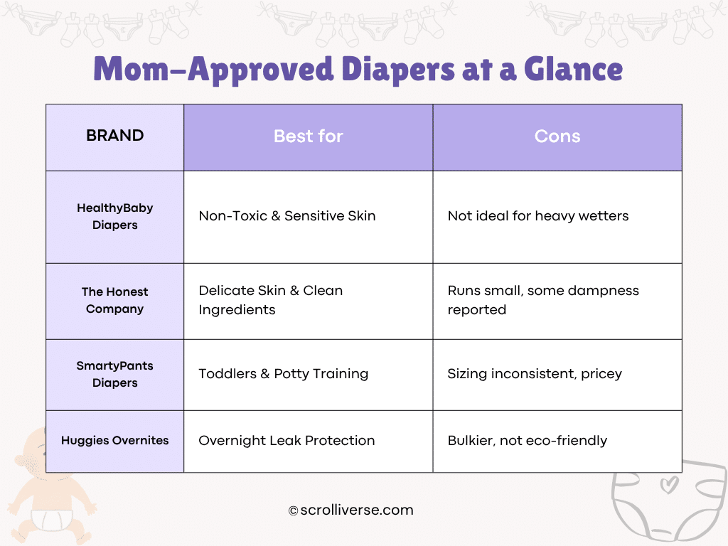 Mom Approved Diapers at a Glance