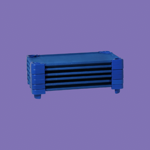 Sprogs Heavy Duty Stackable Daycare Cots isolated on a purple background
