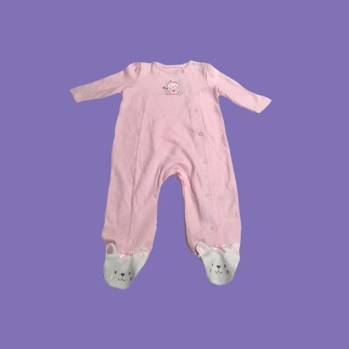 Little Me Clothes for Baby Girls isolated on a purple background