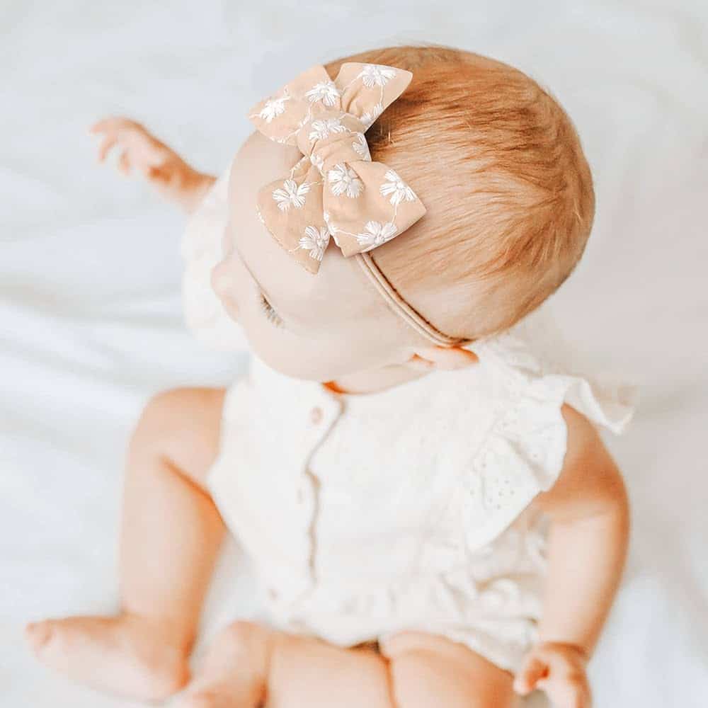 view of a baby wearing Niceye Baby Girl Bow